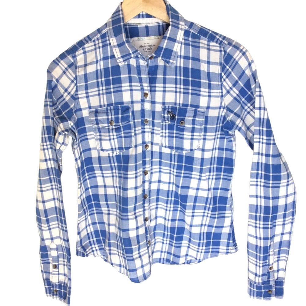 Abercrombie & Fitch Blue and White Plaid Button-Down Shirt